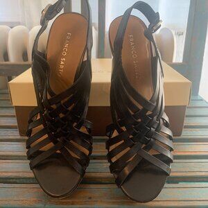 Franco Sarto ~ Black Strappy Wedge Size 9